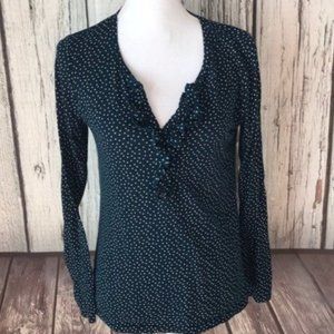 Loft ruffled neck polka dot Tee size S